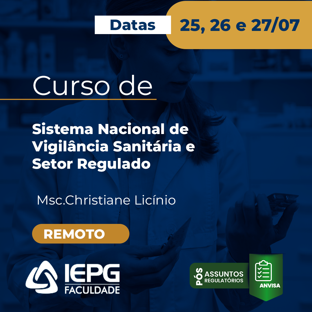 Curso de Sistema Nacional de Vigilância Sanitária e Setor Regulado (Remoto)